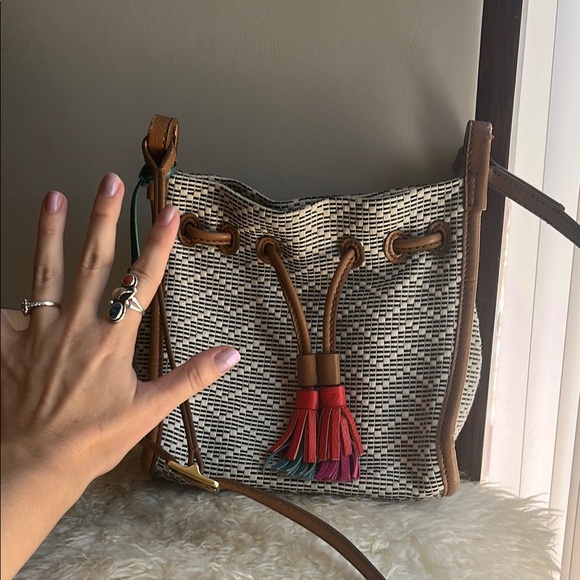 Fossil Black and Tan Shoulder Bag with Classic Leather Accents - Picture 7 of 7